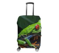 HJUQNGF Luggage Covers for 19-32 Inch, Red Eyed Tree Frog Suitcase Protector, Stretchable Durable Travel Luggage Cover, Washable Anti-Scratch Travel Bag Protector, white, M, Flower and Animals