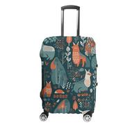 HJUQNGF Luggage Covers for 19-32 Inch, Scandinavian Animals Suitcase Protector, Stretchable Durable Travel Luggage Cover, Washable Anti-Scratch Travel Bag Protector, white, Small, Flower and Animals