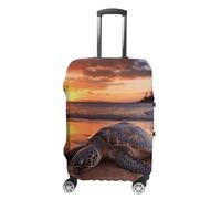 HJUQNGF Luggage Covers for 19-32 Inch, Sea Turtle Sunset Suitcase Protector, Stretchable Durable Travel Luggage Cover, Washable Anti-Scratch Travel Bag Protector, white, XL, Flower and Animals