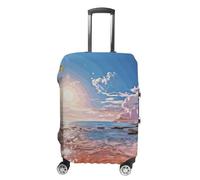 HJUQNGF Luggage Covers for 19-32 Inch, Summer Beach with Palm Trees Suitcase Protector, Stretchable Durable Travel Luggage Cover, Washable Anti-Scratch Travel Bag Protector, white, L, Flower and