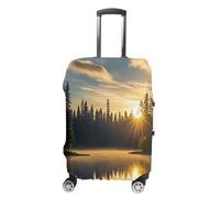 HJUQNGF Luggage Covers for 19-32 Inch, Sunrise on The Lake Suitcase Protector, Stretchable Durable Travel Luggage Cover, Washable Anti-Scratch Travel Bag Protector, white, XL, Flower and Animals