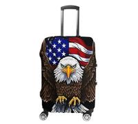 HJUQNGF Luggage Covers for 19-32 Inch, USA Flag Patriotic Eagle Suitcase Protector, Stretchable Durable Travel Luggage Cover, Washable Anti-Scratch Travel Bag Protector, white, Small, Flower and
