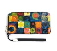 HJUQNGF Music Symbols Love Wristlet Long Wallet Womens Purse Zip Clutch Large Capacity Leather Purse Credit Coin Purse, Colorful Style Painting, 20.0*10.5cm