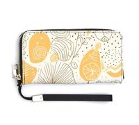 HJUQNGF Nature Style Prints Wristlet Long Wallet Womens Purse Zip Clutch Large Capacity Leather Purse Credit Coin Purse, Yellow Line Art, 20.0*10.5cm