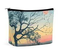 HJUQNGF Plant Pattern Cosmetic Bag Portable Toiletry Bag Large Capacity Travel Makeup Bag Beauty Makeup Organizer for Full-Sized Shampoo Conditioner Brushes Set Makeup Accessories, Lake and Trees, One