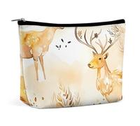 HJUQNGF Plant Pattern Cosmetic Bag Portable Toiletry Bag Large Capacity Travel Makeup Bag Beauty Makeup Organizer for Full-Sized Shampoo Conditioner Brushes Set Makeup Accessories, Hand Drawn Elk, One