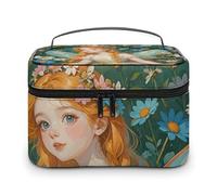 HJUQNGF Rainbow Colored Swirl Cosmetic Bag, Portable Toiletry Bag, Large Capacity Travel Makeup Bags, Beauty Organizer for Full-Sized Shampoo Conditioner Brushes Set Accessories, Pfhorn Flower Fairy,