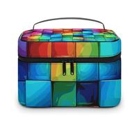 HJUQNGF Rainbow Colored Swirl Cosmetic Bag, Portable Toiletry Bag, Large Capacity Travel Makeup Bags, Beauty Organizer for Full-Sized Shampoo Conditioner Brushes Set Accessories, Rainbow Color