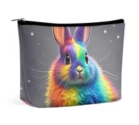 HJUQNGF Rainbow Rabbit Cosmetic Bag Portable Toiletry Bag Large Capacity Travel Makeup Bags Beauty Makeup Organizer for Full-Sized Shampoo Conditioner Brushes Set Makeup Accessories