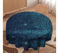 HJUQNGF Round Tablecloth WashableTable Cloth Teal Glitter Farmhouse Decorative Table Cover Waterproof Heavy Duty Washable Tablecloths for Kitchen Dining Holiday Party Decor 60x60in