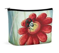 HJUQNGF Rustic Lodge Bear Cosmetic Bag Portable Toiletry Bag Large Capacity Travel Makeup Bags Beauty Makeup Organizer for Full-Sized Shampoo Conditioner Brushes Set Makeup Accessories, Ladybug Flower