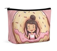 HJUQNGF Sparks Shine Cosmetic Bag Portable Toiletry Bag Large Capacity Travel Makeup Bag Beauty Makeup Organizer for Full-Sized Shampoo Conditioner Brushes Set Makeup Accessories, Girl and Donut, One