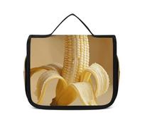 HJUQNGF Toiletry Bag for Women Travel Cosmetic Bag Bananas from Corn Ears Large Makeup Bag Hanging Cosmetic Organizer for Toiletries Accessories 3 In 1 Container, white, 22.5x18.5cm