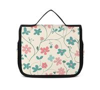 HJUQNGF Toiletry Bag for Women Travel Cosmetic Bag Boy And Puppy Large Makeup Bag Hanging Cosmetic Organizer for Toiletries Accessories 3 In 1 Container, Cyan Vine Pattern, 22.5x18.5cm