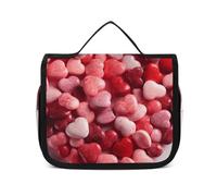 HJUQNGF Toiletry Bag for Women Travel Cosmetic Bag Bugs And Leaves Large Makeup Bag Hanging Cosmetic Organizer for Toiletries Accessories 3 In 1 Container, Valentine's Day Candies, 22.5x18.5cm