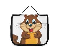 HJUQNGF Toiletry Bag for Women Travel Cosmetic Bag Cartoon Animated Beaver Large Makeup Bag Hanging Cosmetic Organizer for Toiletries Accessories 3 In 1 Container, white, 22.5x18.5cm