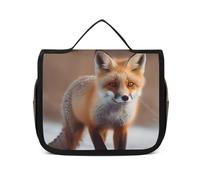 HJUQNGF Toiletry Bag for Women Travel Cosmetic Bag Cute Fox Large Makeup Bag Hanging Cosmetic Organizer for Toiletries Accessories 3 In 1 Container, white, 22.5x18.5cm