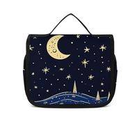 HJUQNGF Toiletry Bag for Women Travel Cosmetic Bag Glasses on Table Large Makeup Bag Hanging Cosmetic Organizer for Toiletries Accessories 3 In 1 Container, Graffiti Outside the Star, 22.5x18.5cm