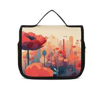HJUQNGF Toiletry Bag for Women Travel Cosmetic Bag Glasses on Table Large Makeup Bag Hanging Cosmetic Organizer for Toiletries Accessories 3 In 1 Container, Peach and Yellow, 22.5x18.5cm