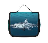 HJUQNGF Toiletry Bag for Women Travel Cosmetic Bag Great White Shark Large Makeup Bag Hanging Cosmetic Organizer for Toiletries Accessories 3 In 1 Container, white, 22.5x18.5cm
