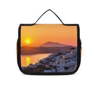 HJUQNGF Toiletry Bag for Women Travel Cosmetic Bag Greece Island Sunset Landscape Large Makeup Bag Hanging Cosmetic Organizer for Toiletries Accessories 3 In 1 Container, white, 22.5x18.5cm