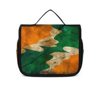 HJUQNGF Toiletry Bag for Women Travel Cosmetic Bag Lemon Clip Art Large Makeup Bag Hanging Cosmetic Organizer for Toiletries Accessories 3 In 1 Container, Green and Orange Pattern, 22.5x18.5cm