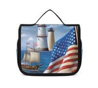 HJUQNGF Toiletry Bag for Women Travel Cosmetic Bag Sea To Shining Sea Patriotic Large Makeup Bag Hanging Cosmetic Organizer for Toiletries Accessories 3 In 1 Container, white, 22.5x18.5cm