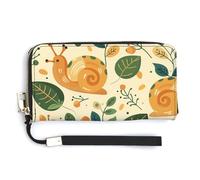 HJUQNGF Truck Creative Pattern Wristlet Long Wallet Womens Purse Zip Clutch Large Capacity Leather Purse Credit Coin Purse, Green Little Snail, 20.0*10.5cm