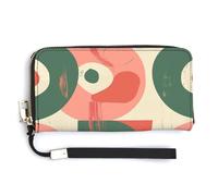 HJUQNGF Truck Creative Pattern Wristlet Long Wallet Womens Purse Zip Clutch Large Capacity Leather Purse Credit Coin Purse, Peach and Green Shapes, 20.0*10.5cm