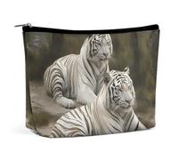 HJUQNGF White Tigers Cosmetic Bag Portable Toiletry Bag Large Capacity Travel Makeup Bags Beauty Makeup Organizer for Full-Sized Shampoo Conditioner Brushes Set Makeup Accessories