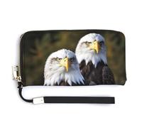 HJUQNGF Wine on Ice Wristlet Long Wallet Womens Purse Wallet Zip Clutch Large Capacity Leather Purse Credit Card Holder Coin Purse, White Head Eagle, 20.0*10.5cm