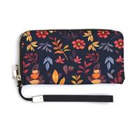 HJUQNGF With Peach Pattern Wristlet Long Wallet Womens Purse Zip Clutch Large Capacity Leather Purse Credit Coin Purse, Maroon and Yellow, 20.0*10.5cm