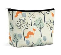 HJUQNGF With White Daisies Cosmetic Bag Portable Toiletry Bag Large Capacity Travel Makeup Bag Beauty Makeup Organizer for Full-Sized Shampoo Conditioner Brushes Set Makeup Accessories, There Is a Fox