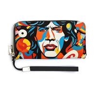 HJUQNGF Wood Block Shape Wristlet Long Wallet Womens Purse Zip Clutch Large Capacity Leather Purse Credit Coin Purse, Pop Art Pattern, 20.0*10.5cm