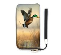 HJUQNGF Wristlet Long Wallet Womens Purse Butterfly Wallet Zip Clutch Leather Purse Large Capacity Coin Purse Credit Card Holder, Hunting Flying Wild, 20x10.5cm