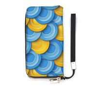 HJUQNGF Wristlet Long Wallet Womens Purse Flowers on White Background Flowers Birds And Butterfly Wallet Zip Clutch Leather Purse Large Capacity Coin Purse Credit Card Holder, Wavy Circle Pattern,