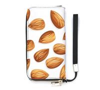 HJUQNGF Wristlet Long Wallet Womens Purse Neon Heart Pattern Wallet Zip Clutch Leather Purse Large Capacity Coin Purse Credit Card Holder, Realistic Pattern of Nuts, 20x10.5cm