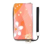 HJUQNGF Wristlet Long Wallet Womens Purse Neon Heart Pattern Wallet Zip Clutch Leather Purse Large Capacity Coin Purse Credit Card Holder, Flowers and Swirls, 20x10.5cm