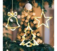 HJUWANG 3 Pcs Christmas Window Lights Window Light Decorations with Suction Cup Adorable Elegant Battery Operated Christmas Decor Light for Xmas Tree Fireplace Window Indoor Outdoor Decor
