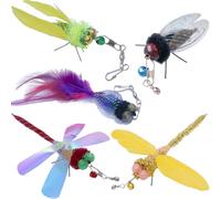 Hjvvr 5pcs Cat Wand Toy Replacements,Feather Insect Toy,Wand Attachment with Bells