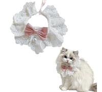 Hjvvr Cat Collar,Pink Cat Bib with Bow,Adjustable Lace Bib Scarf for Pet Kitty and Dog