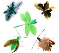 Hjvvr Cat Insect Toys 5pcs,Feather Toy Replacement,Handmade Natural Refills