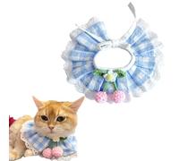 Hjvvr Cat Lace Bib,Blue Knitted Pet Bib,Adjustable Sweet Dog Kitty Ruffle Collar