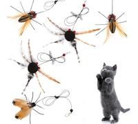Hjvvr Cat Toys,5pcs Insects Shaped Cat Wand Refills,Insect Feather Cats Toys Replacement, Interactive Toy for Indoor Kitten