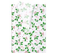 Hjvvr Christmas Leaf Tissue Paper,20sheets Xmas Green Wrapping Paper,20x14inch Printed Patterned Tissue Paper