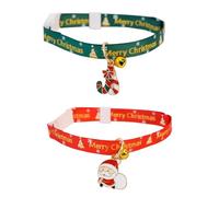 Hjvvr Christmas Pet Collar,Red and Green Cat Collar with Bell,2pcs Breakaway Cat Collar
