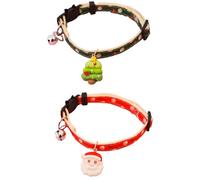 Hjvvr Christmas Pet Collar,Red and Green Xmas Cat Collar with Bell,2pcs Breakaway Cat Collar