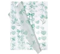 Hjvvr Green Tissue Paper,20sheets Leaf Wrapping Paper,50x35cm Bow Patterned Tissue Paper