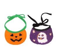 Hjvvr Halloween Cat Collar,Adjustable Pumpkin and Ghost Bib,Kitten Costume Outfits for Halloween