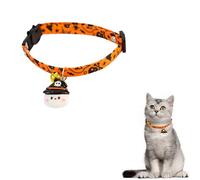 Hjvvr Halloween Pet Collar,1pc Adjustable Orange Ghost Collar,Breakaway Cat Collar with Bell